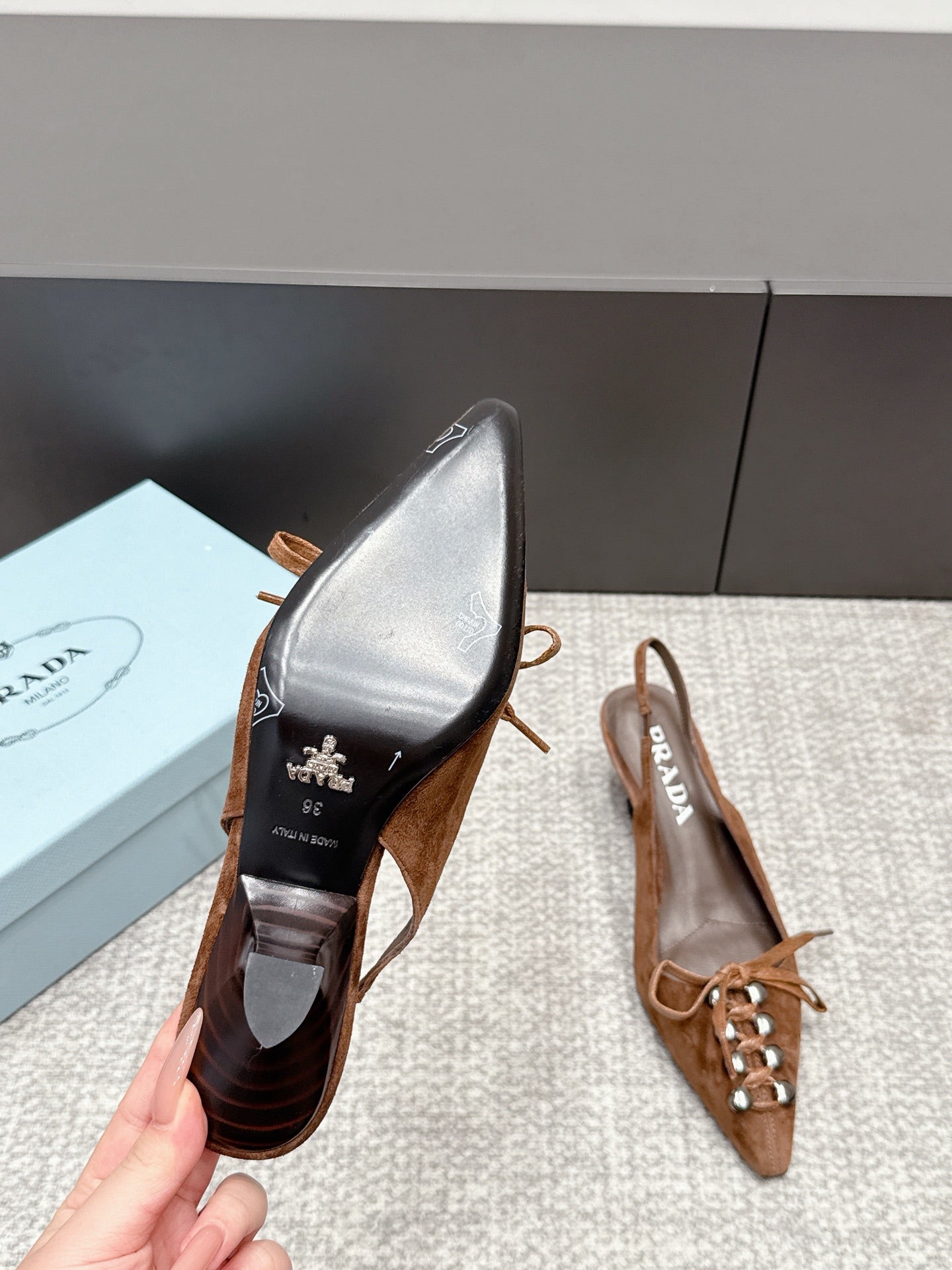 Prada 2026 Slingback 55mm Suede Lambskin 855730