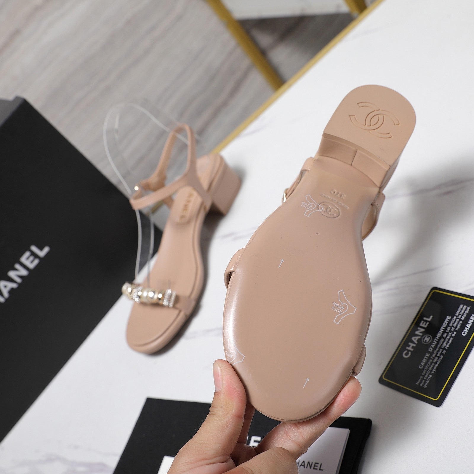 Chanel 2026 Sandals 25mm Nude Cowhide 758395