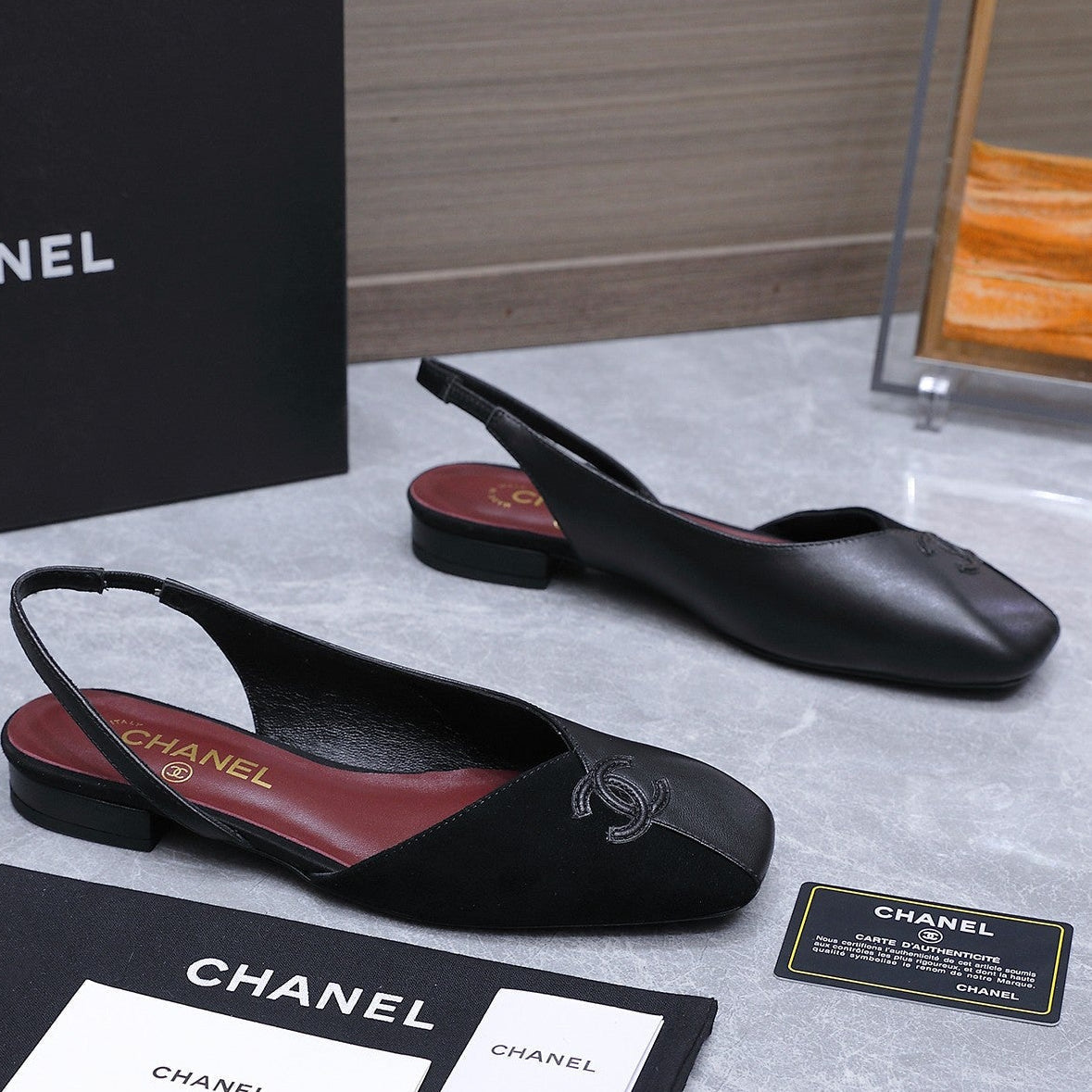 Chanel 2026 Slingback Black  Suede Leather 758406