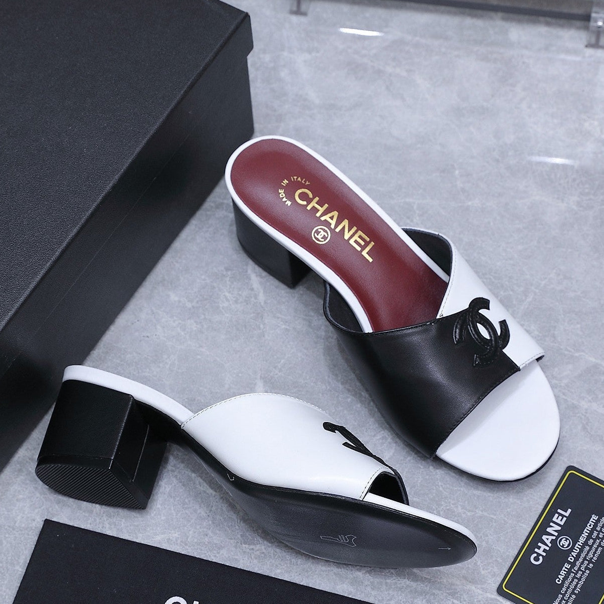 Chanel 2026 High-Heeled Sandals Black White Suede Leather 758416