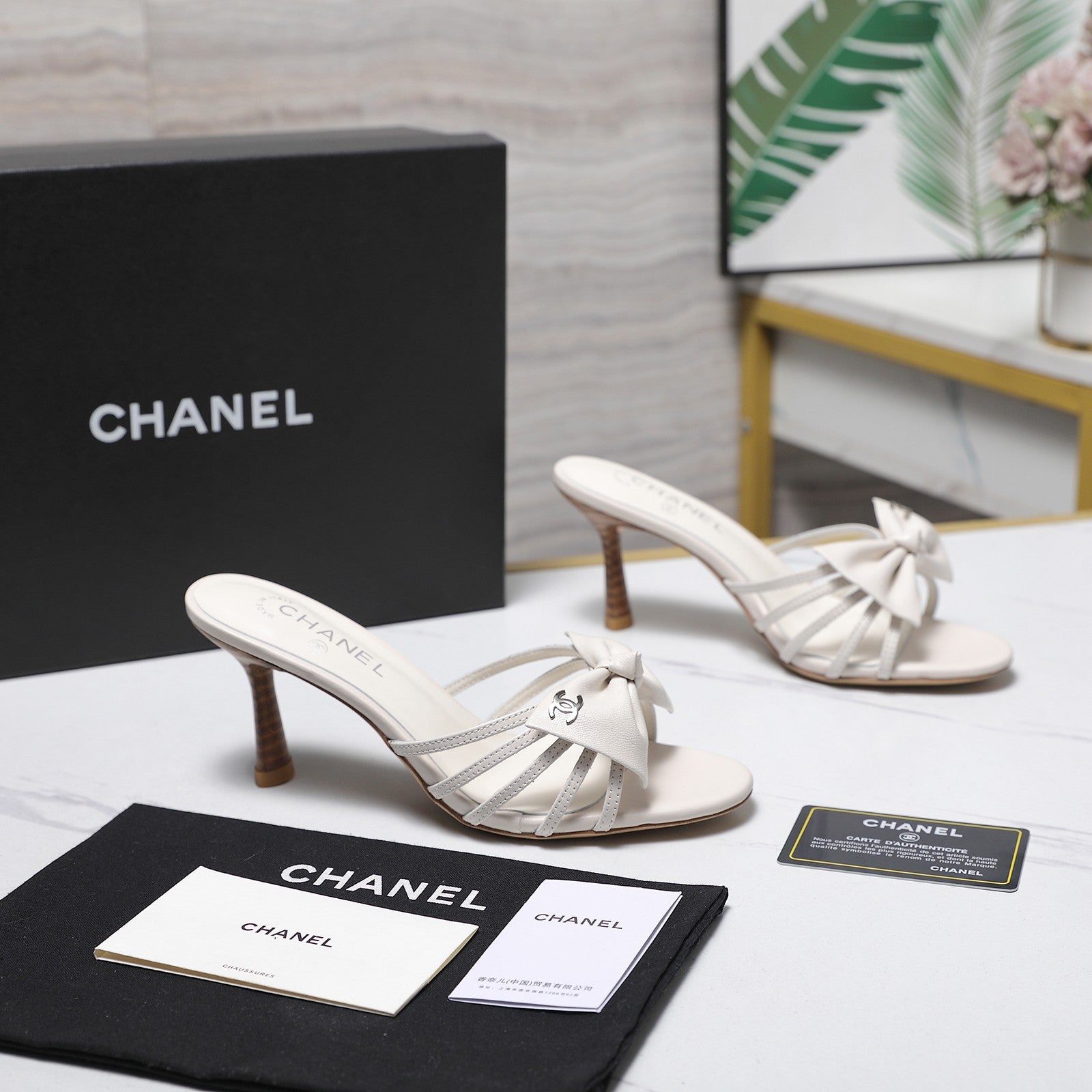 Chanel 2026 High-heeled Sandals With Delicate Bow 80mm White Cowhide 758427