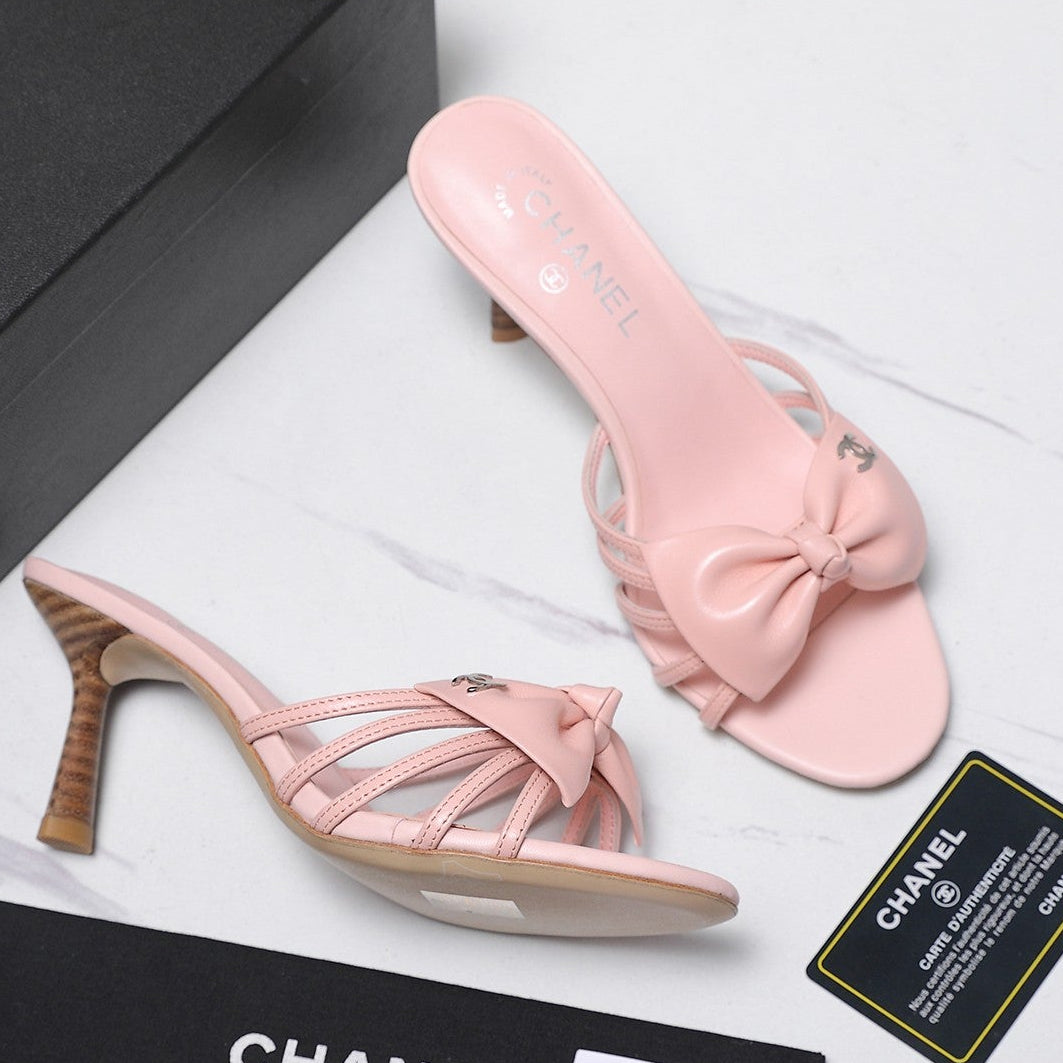 Chanel 2026 High-heeled Sandals With Delicate Bow 80mm Cowhide 758430