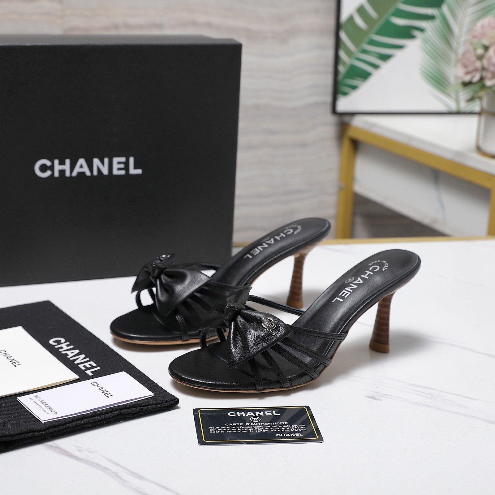 Chanel 2026 High-heeled Sandals With Delicate Bow 80mm Cowhide 758430