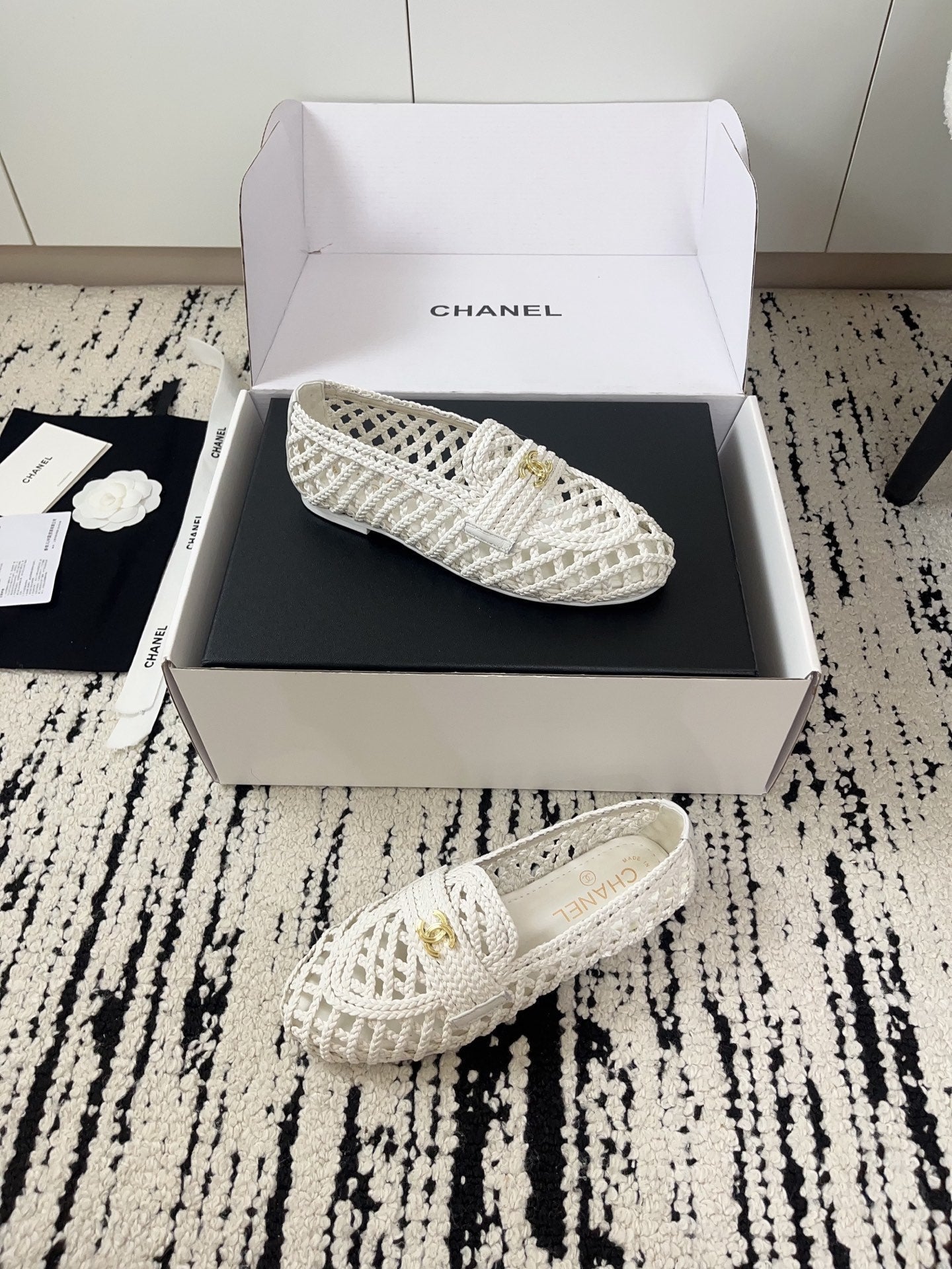 Chanel 2026 Braided Loafers Gold-Tone CC Logo Plaque Leather 778467