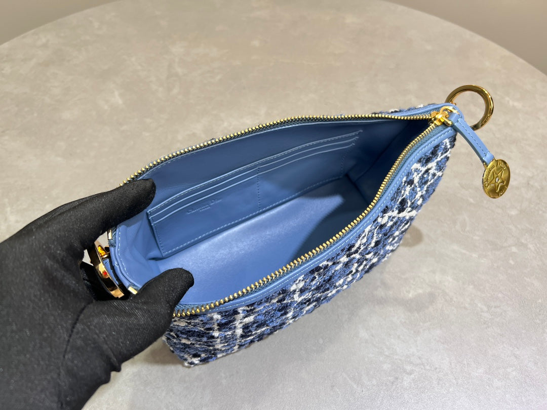 Dior 2026 Star Hobo Bag With Chain 28.5cm Tweed Leather