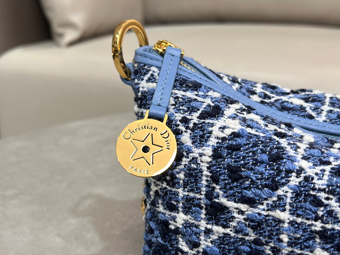 Dior 2026 Star Hobo Bag With Chain 28.5cm Tweed Leather