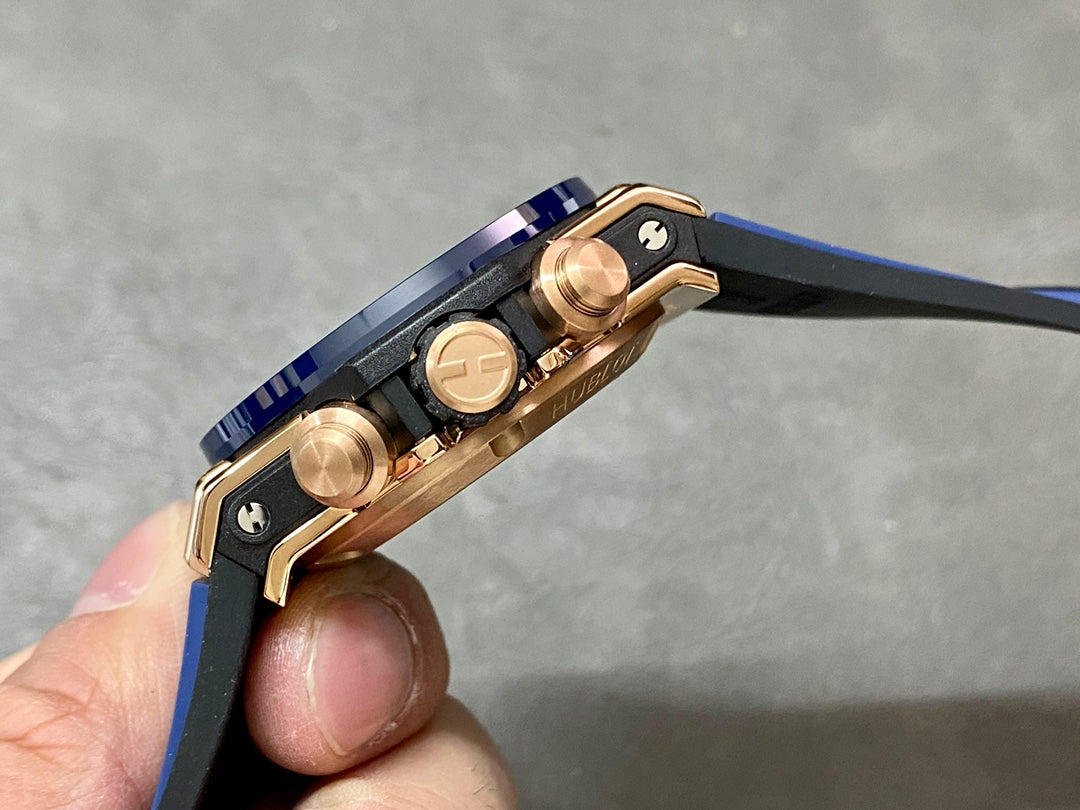 Hublot Big Bang Unico Rose Gold 42mm Watch with Blue Ceramic Bezel