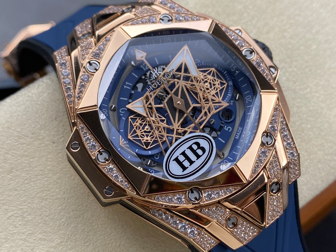 Hublot Big Bang Sang Bleu II Rose Gold Blue Pavé 45mm Watch