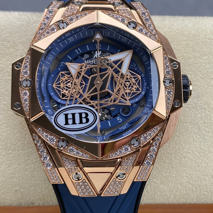 Hublot Big Bang Sang Bleu II Rose Gold Blue Pavé 45mm Watch