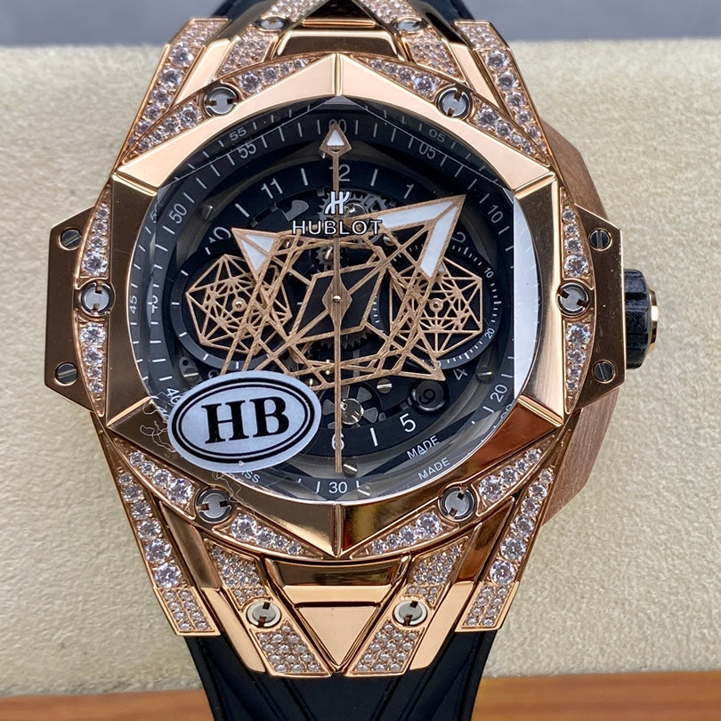 Hublot Big Bang Sang Bleu II Rose Gold Black Pavé 45mm Watch