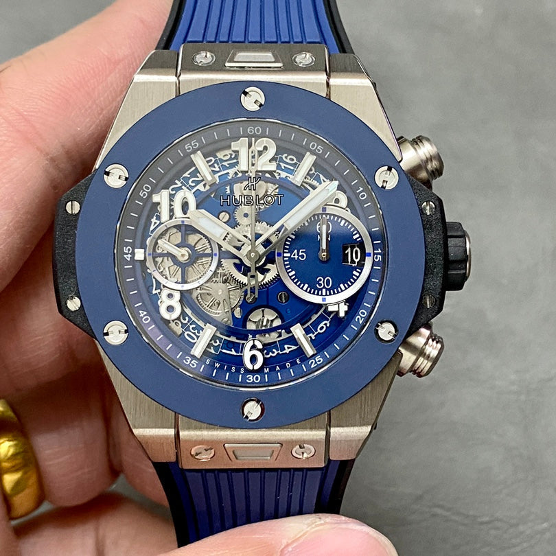 Hublot Big Bang Unico Titanium 42mm Watch with Blue Ceramic Bezel
