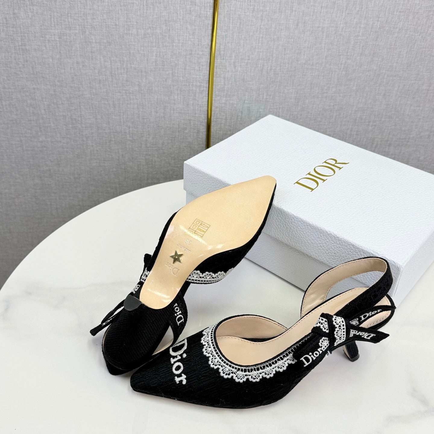 CD 26 Embroidered Slingback 65 Black Canvas 620369