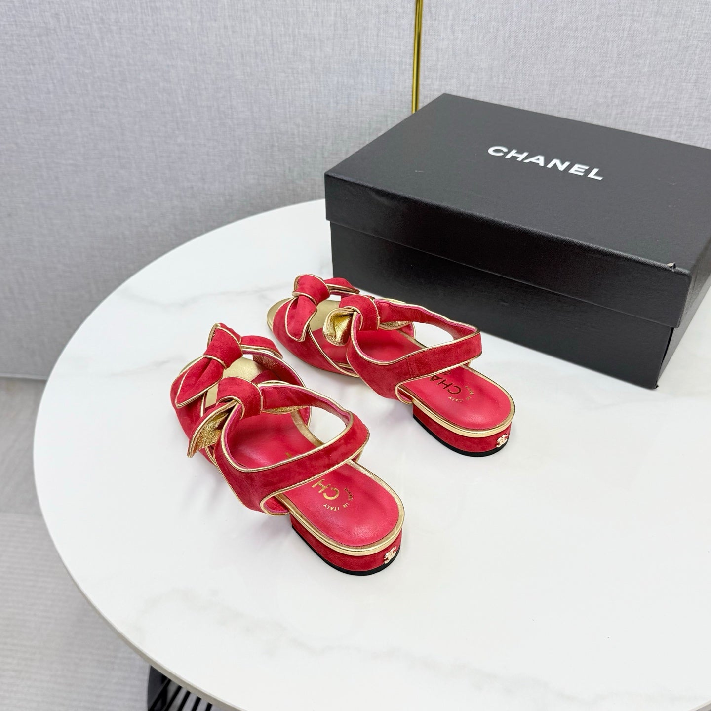 Chanel 2026 Slingback Sandals Bow Suede 801642