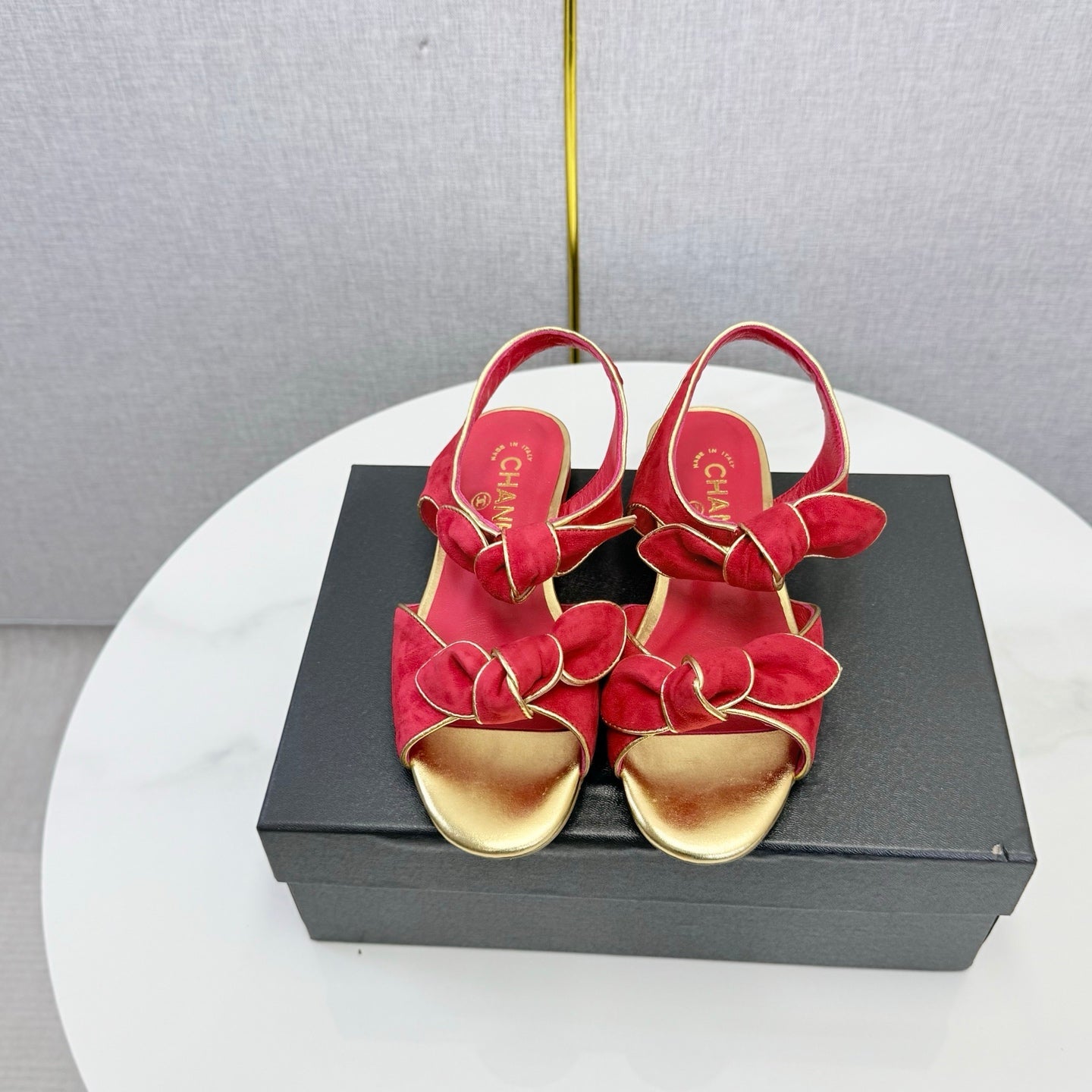Chanel 2026 Slingback Sandals Bow Suede 801642