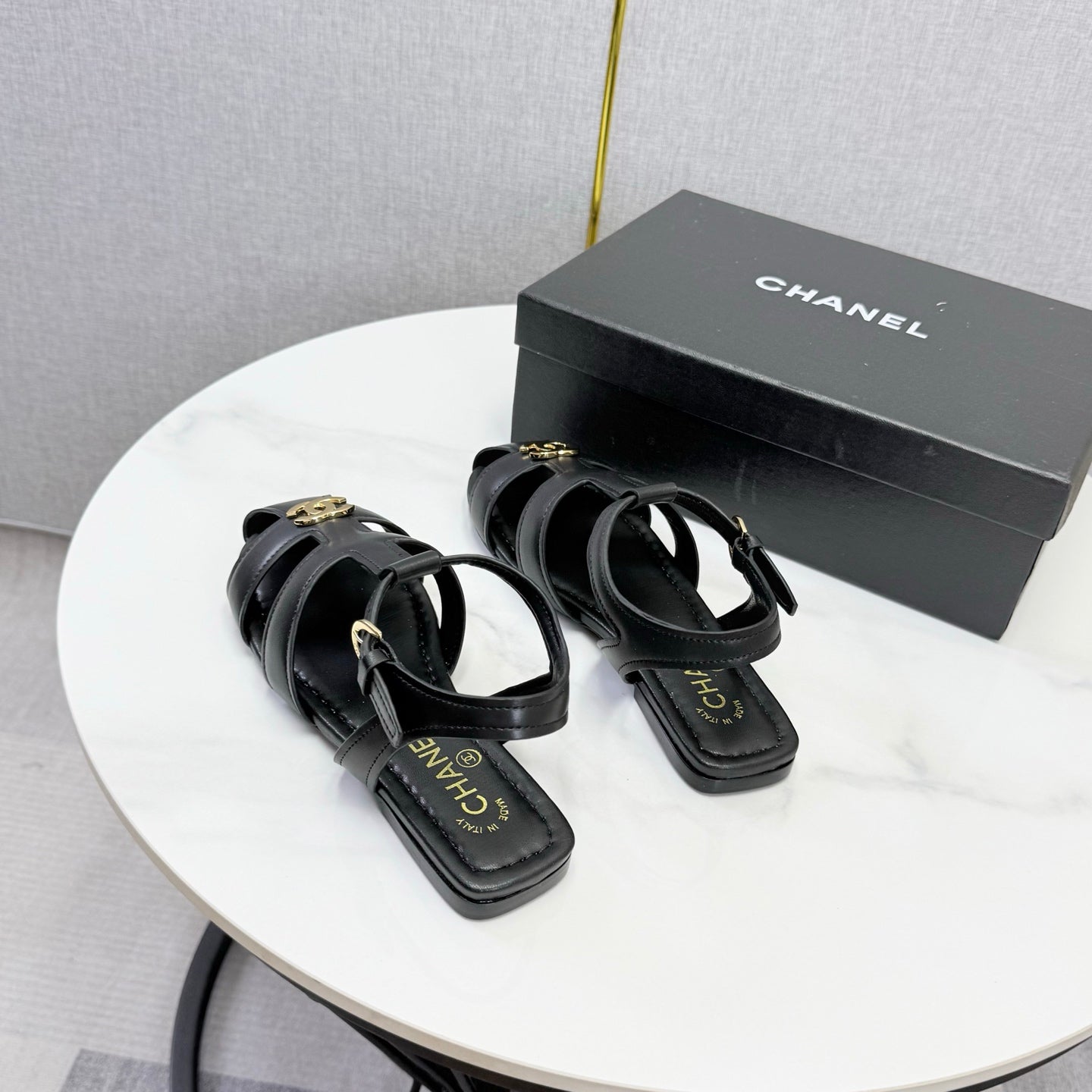 Chanel 2026 Double C Cutout Roman Flat Sandal Sheepskin 904596