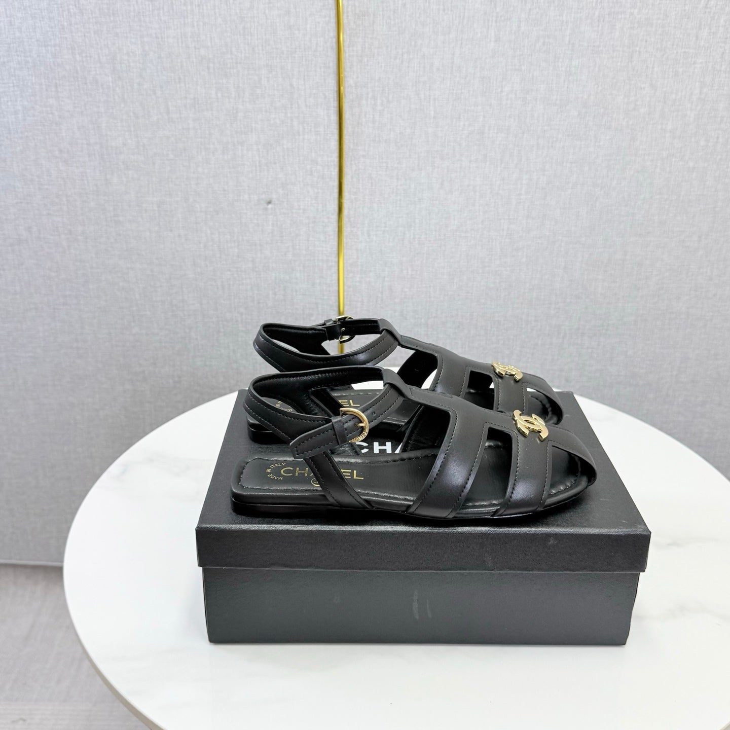Chanel 2026 Double C Cutout Roman Flat Sandal Sheepskin 904596