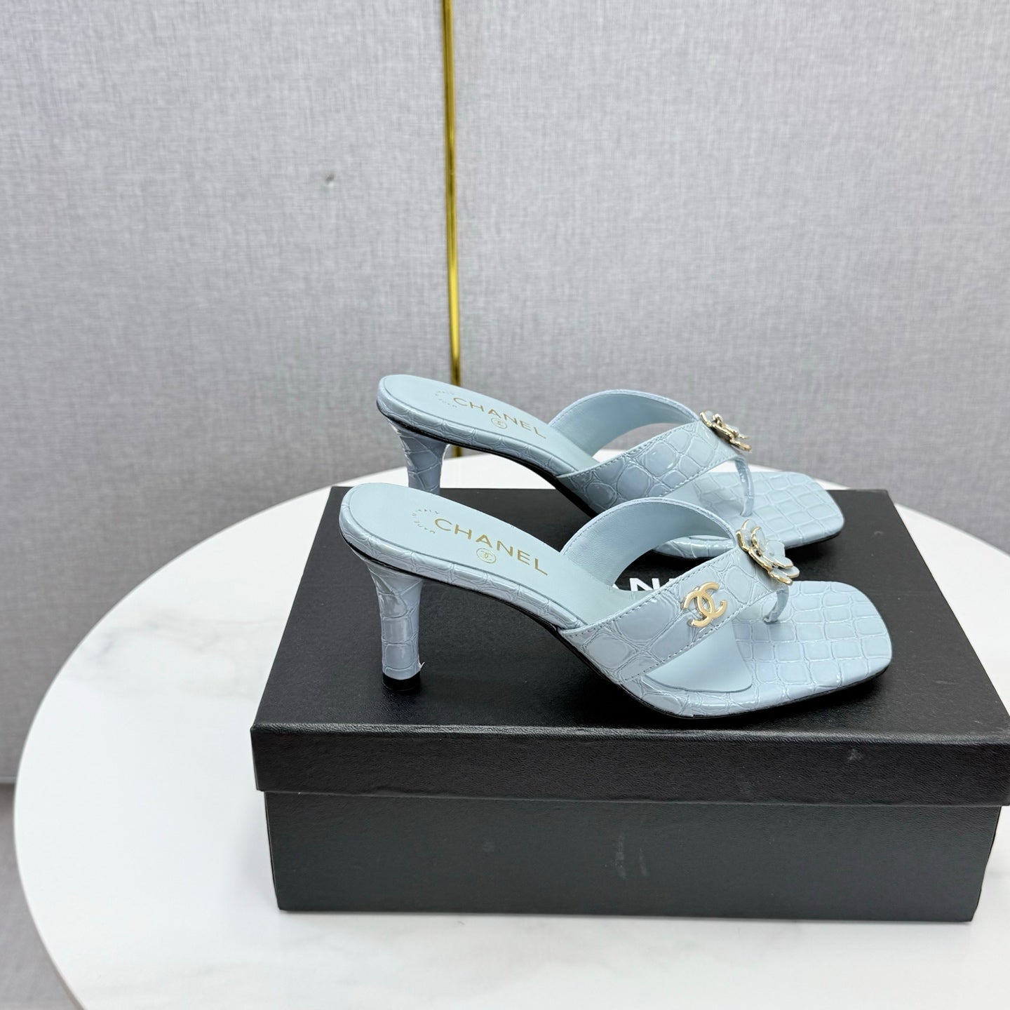 Chanel 2026 Crocodile Embossed Thong Sandal 60mm Leather 904417