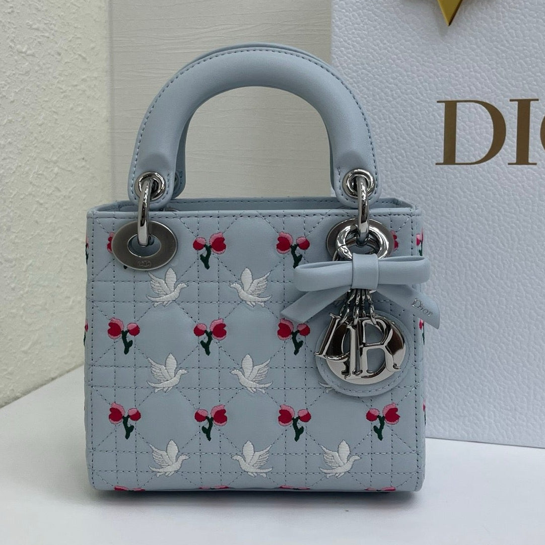 Dior 2026 Bird Rose Design Lady Dior Bag Lambskin
