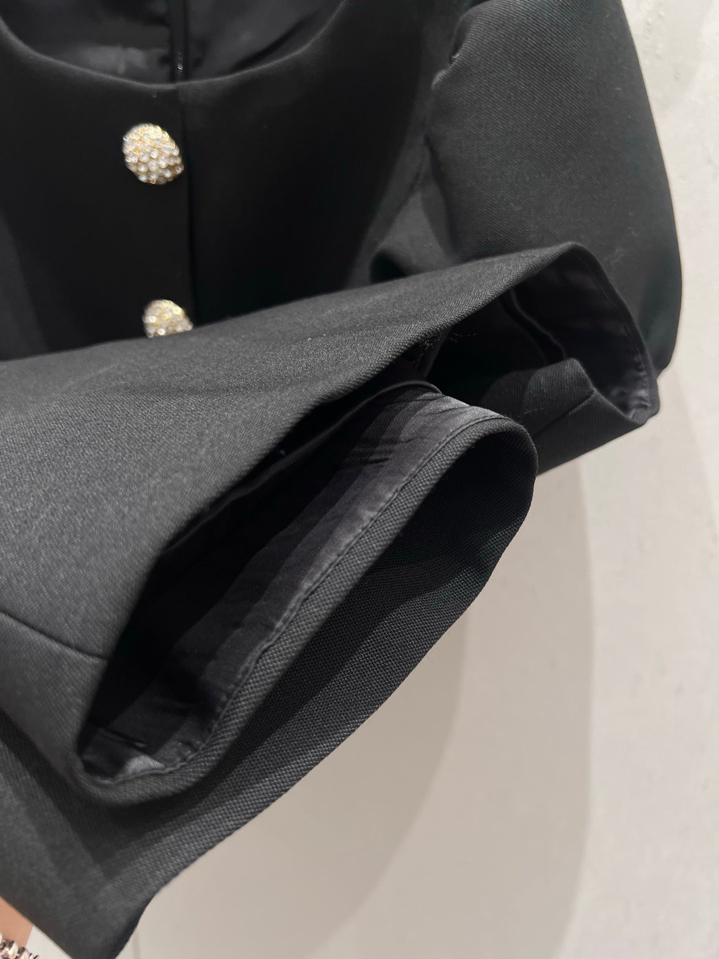 Celine 25 Rhinestone Button Mini Dress Black Wool 220842