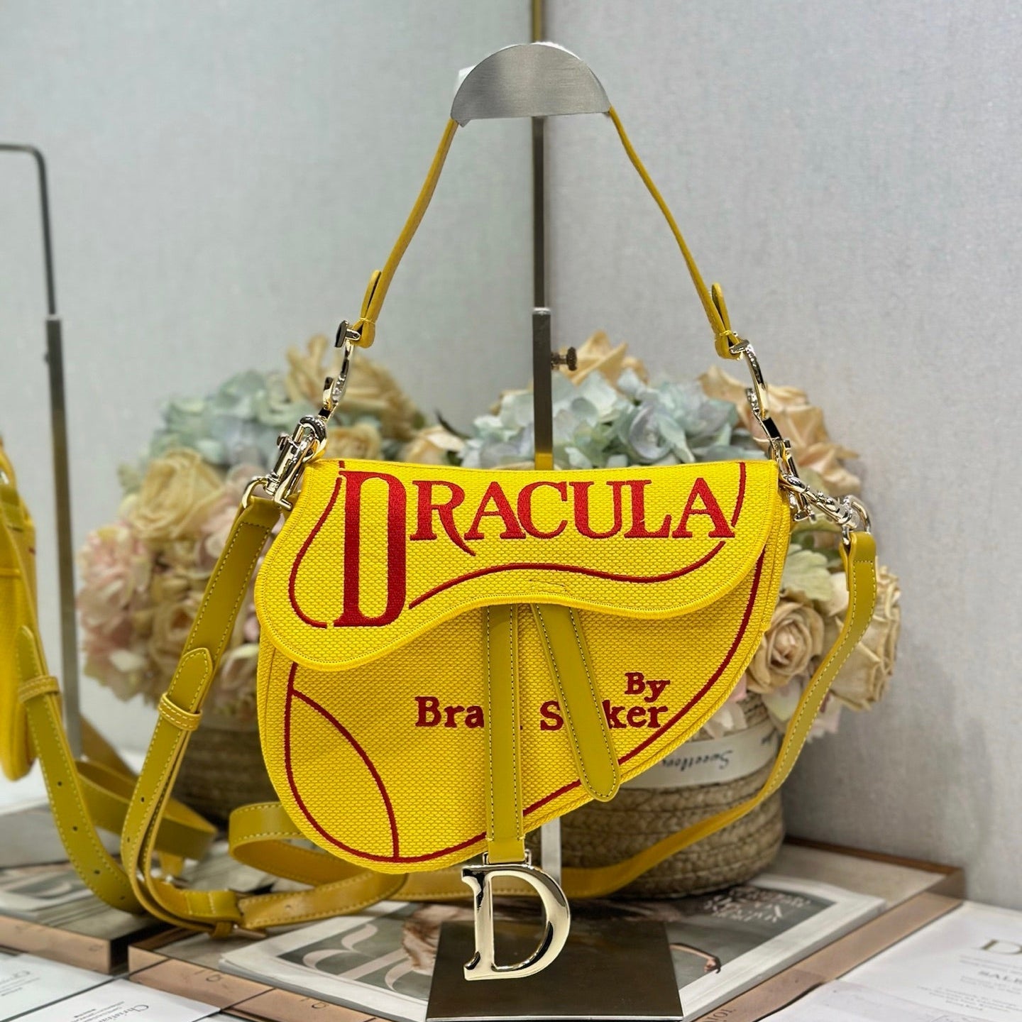 Dior 2026 Saddle Bag 25.5cm Yellow mix Red Canvas 289472