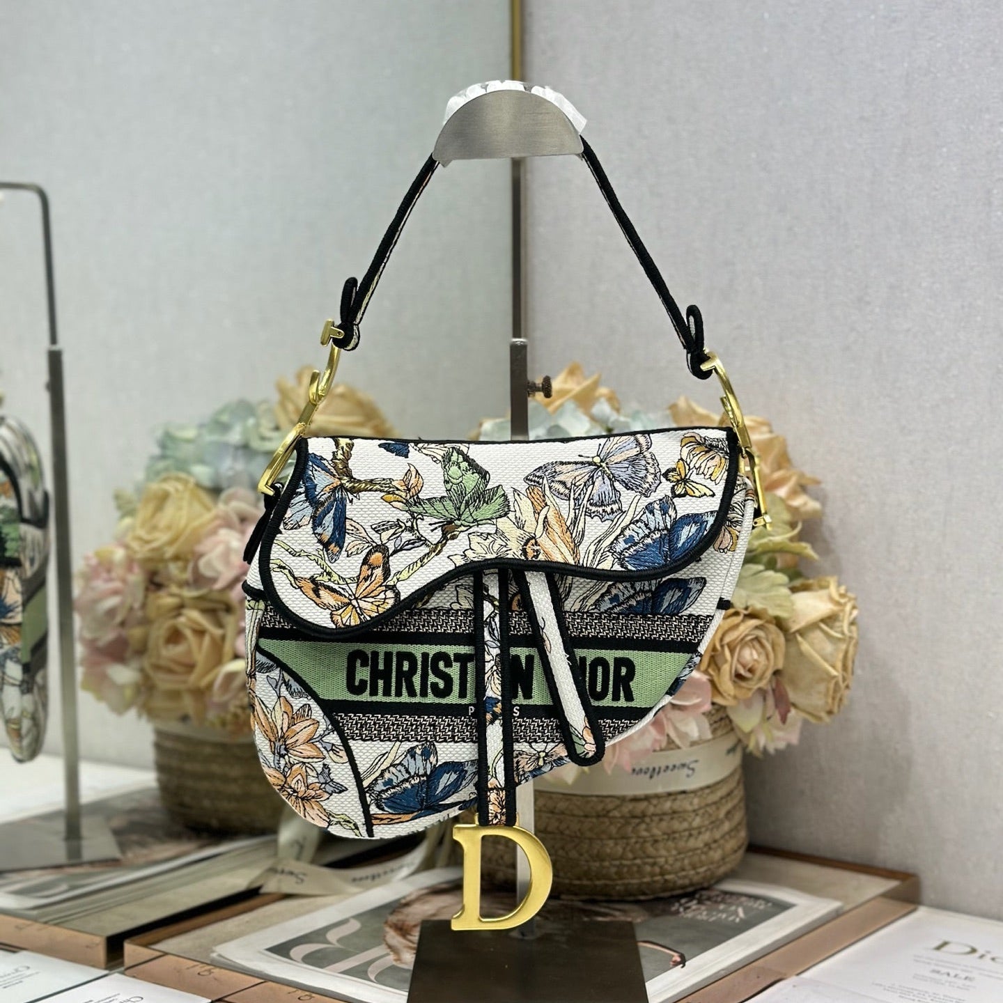 Dior 2026 Colorful Butterfly Saddle Bag 25.5cm Canvas 289474