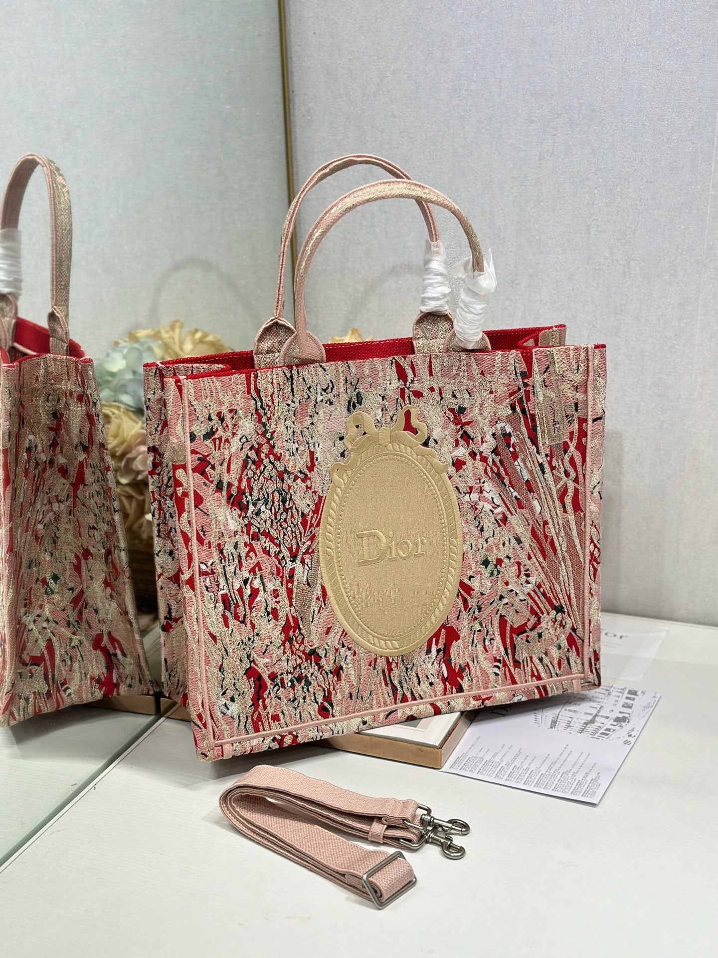 Dior 2026 Book Tote Bag Red mix colors Canvas 289525