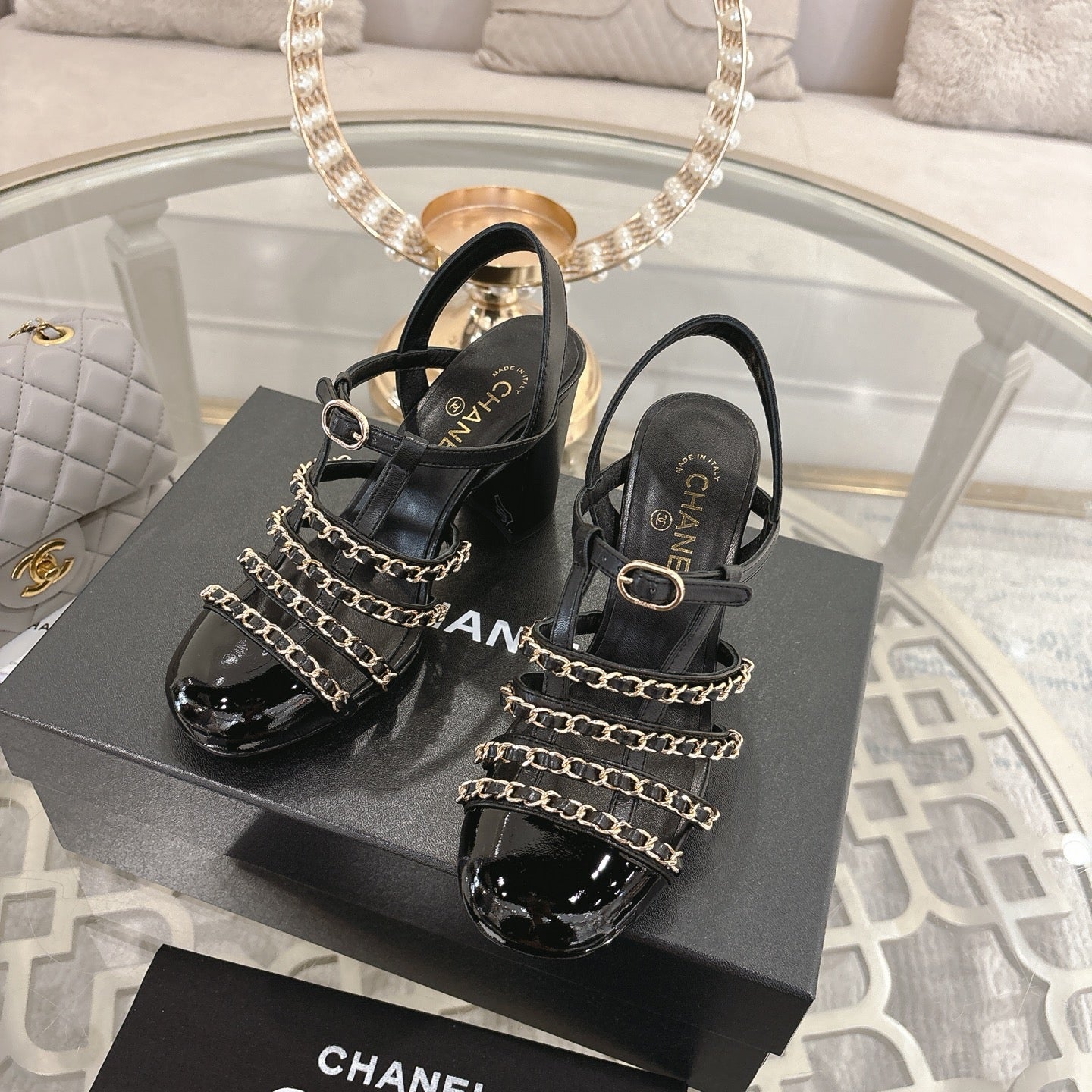 Chanel 2026 High-Heeled Sandals 8.5cm Lambskin Sheepskin 834423