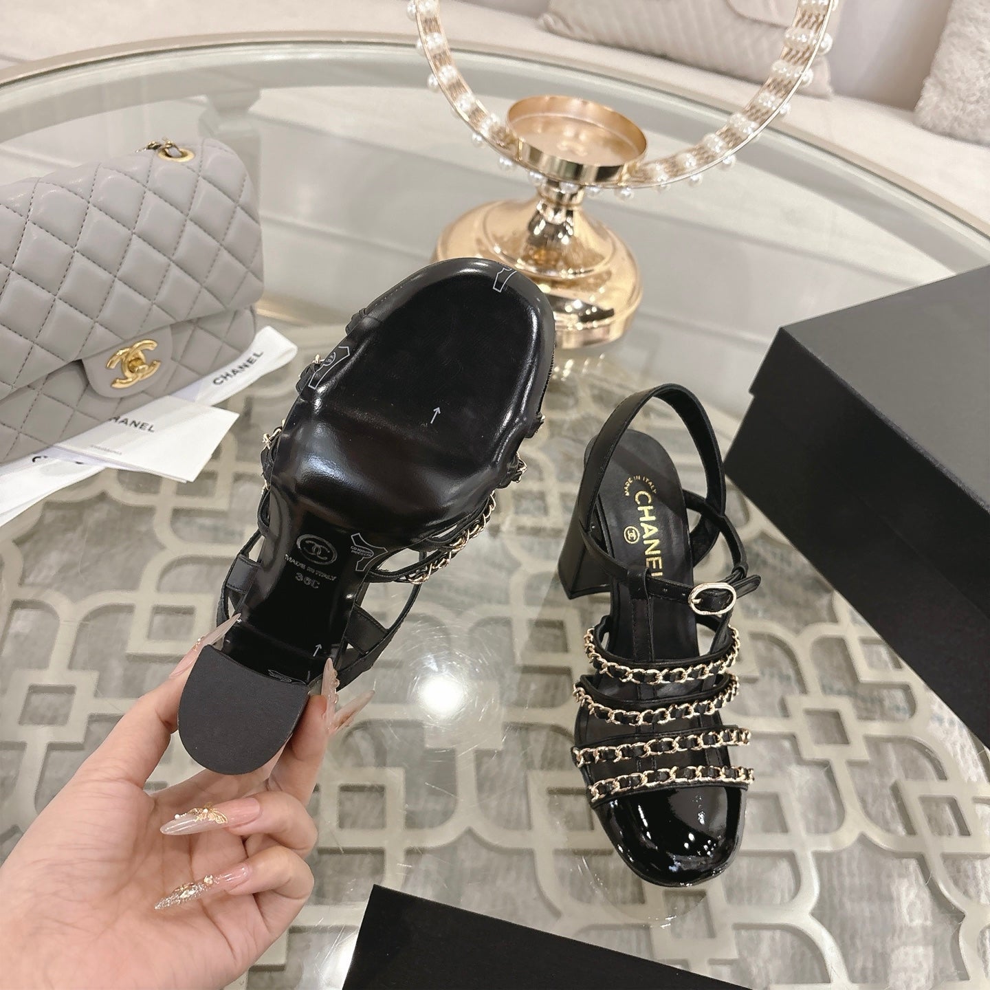 Chanel 2026 High-Heeled Sandals 8.5cm Lambskin Sheepskin 834423