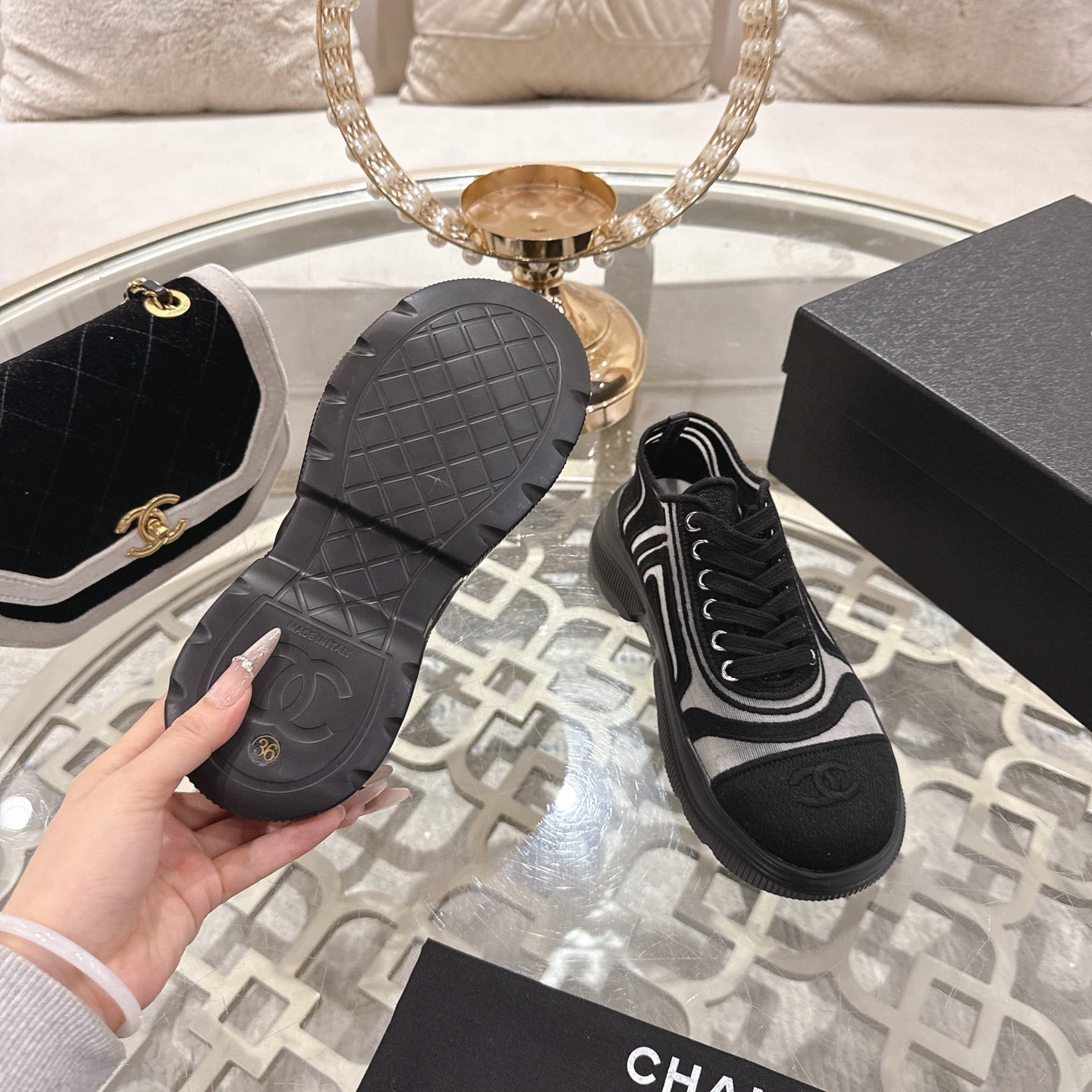 CC 26s Platform Sneakers Black Mesh 627062