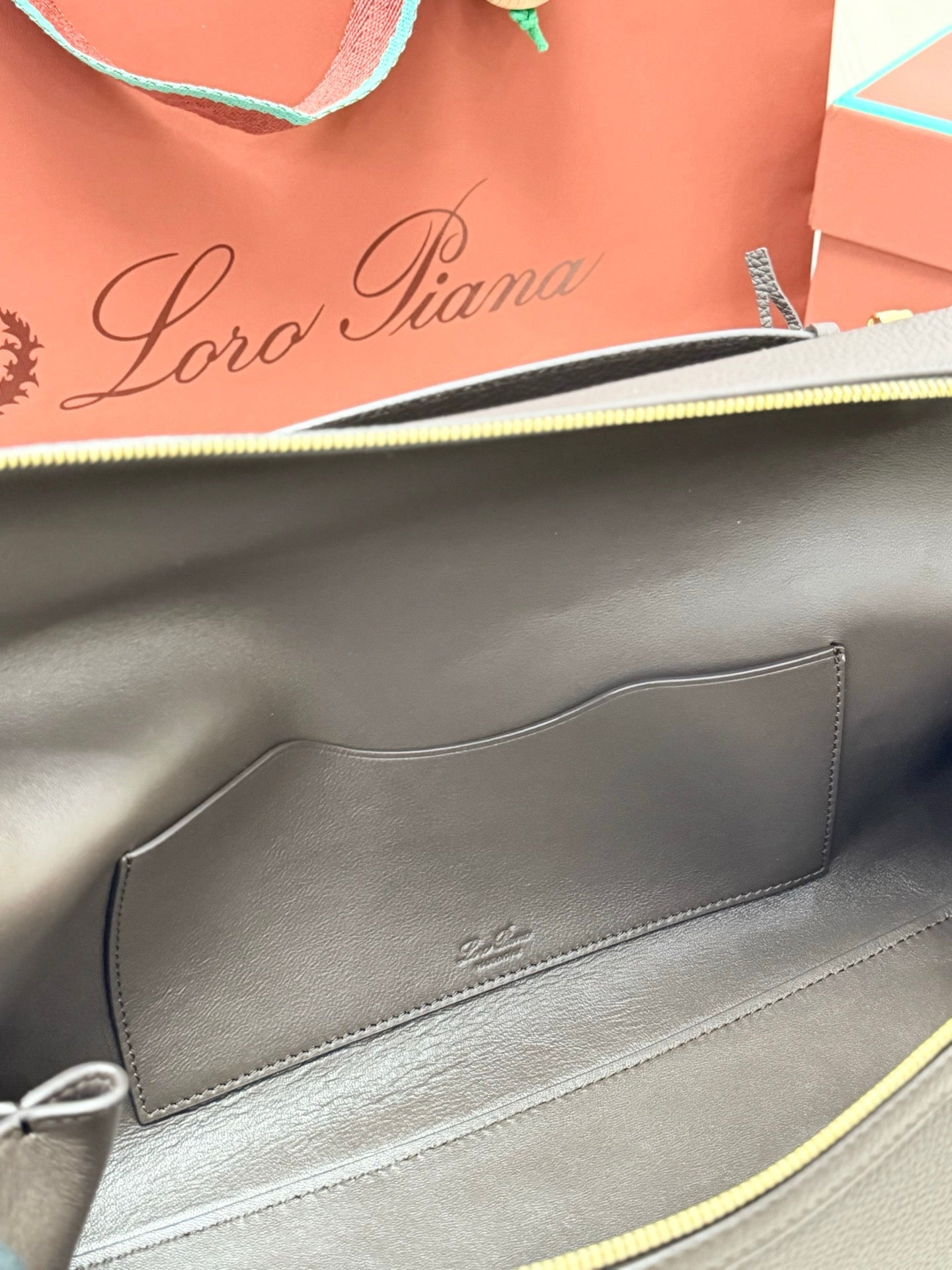 LP 2026 Extra Softy Bag L33 Dark Chocolate Licorice/Sun Gold Grained Calfskin