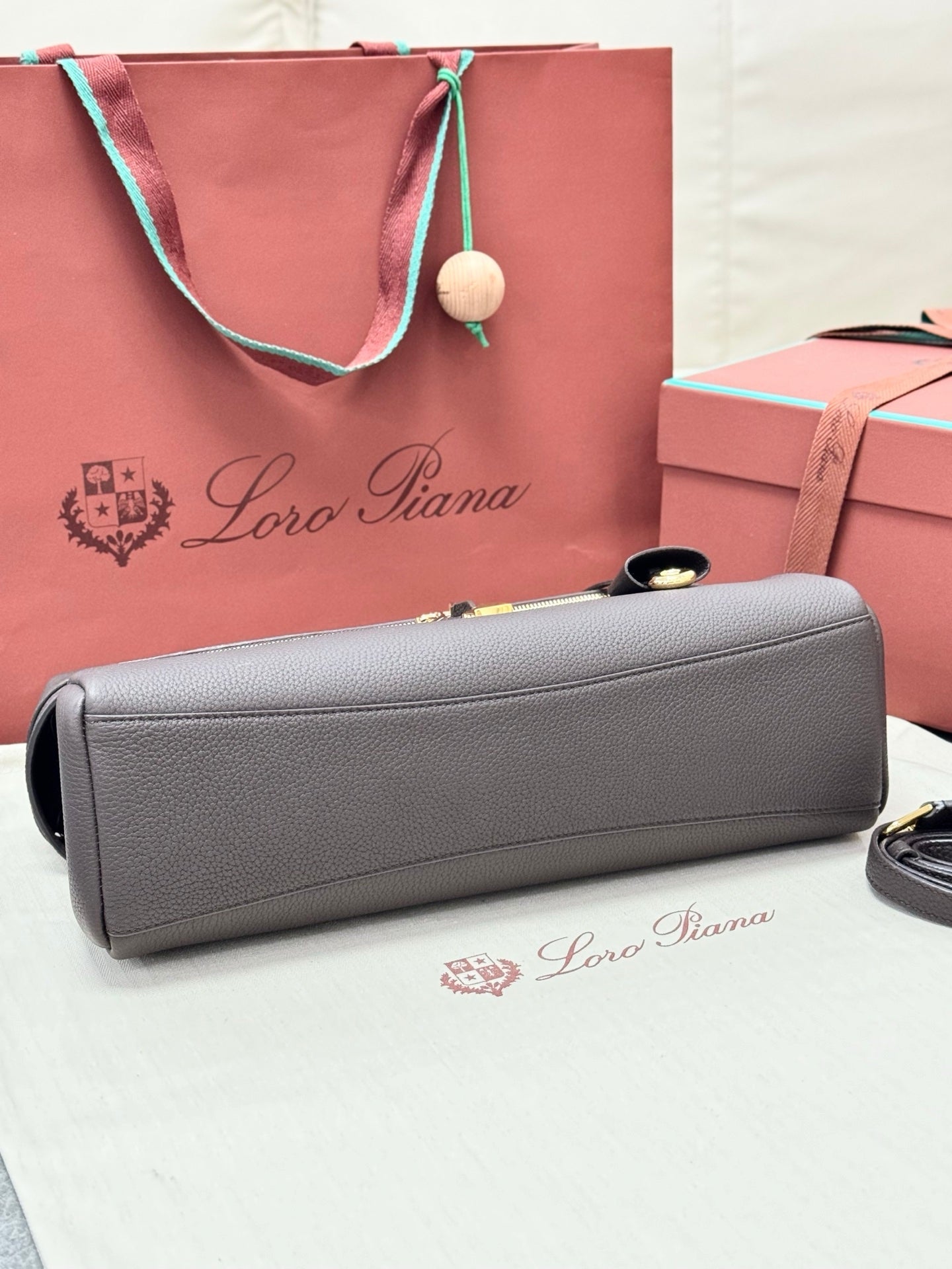 LP 2026 Extra Softy Bag L33 Dark Chocolate Licorice/Sun Gold Grained Calfskin