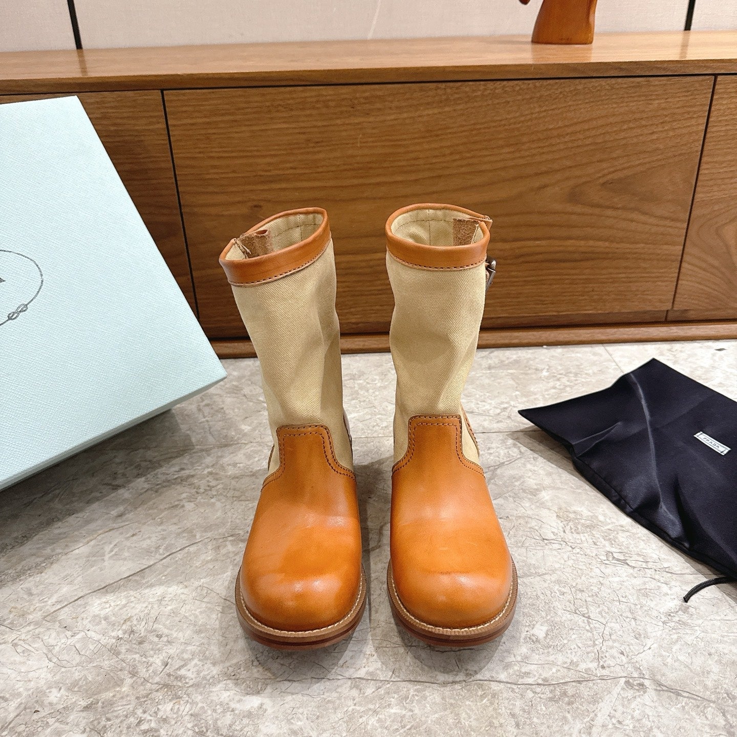 Prada 2026 Boot Canvas Leather 858061