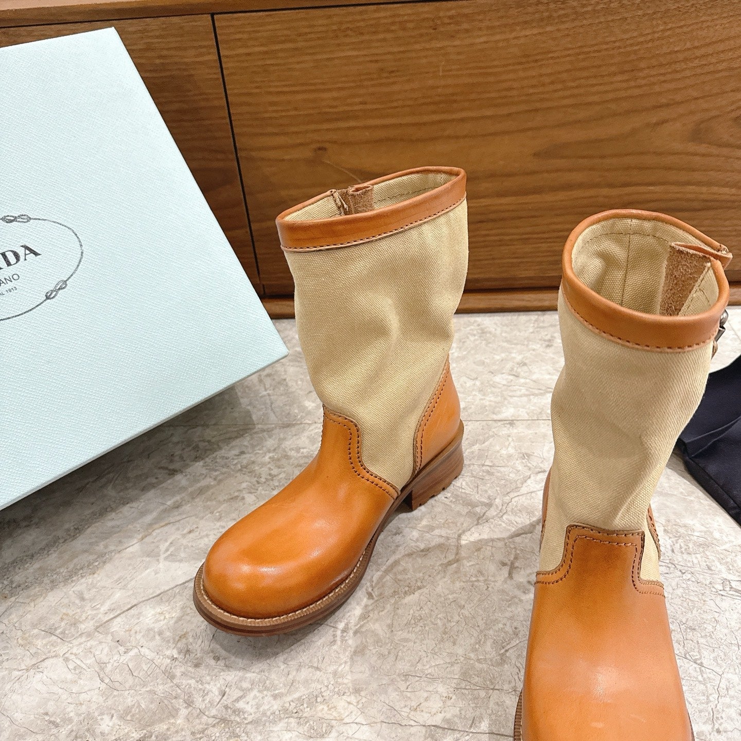 Prada 2026 Boot Canvas Leather 858061
