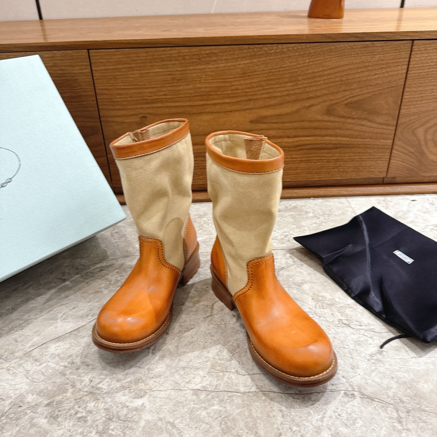 Prada 2026 Boot Canvas Leather 858061