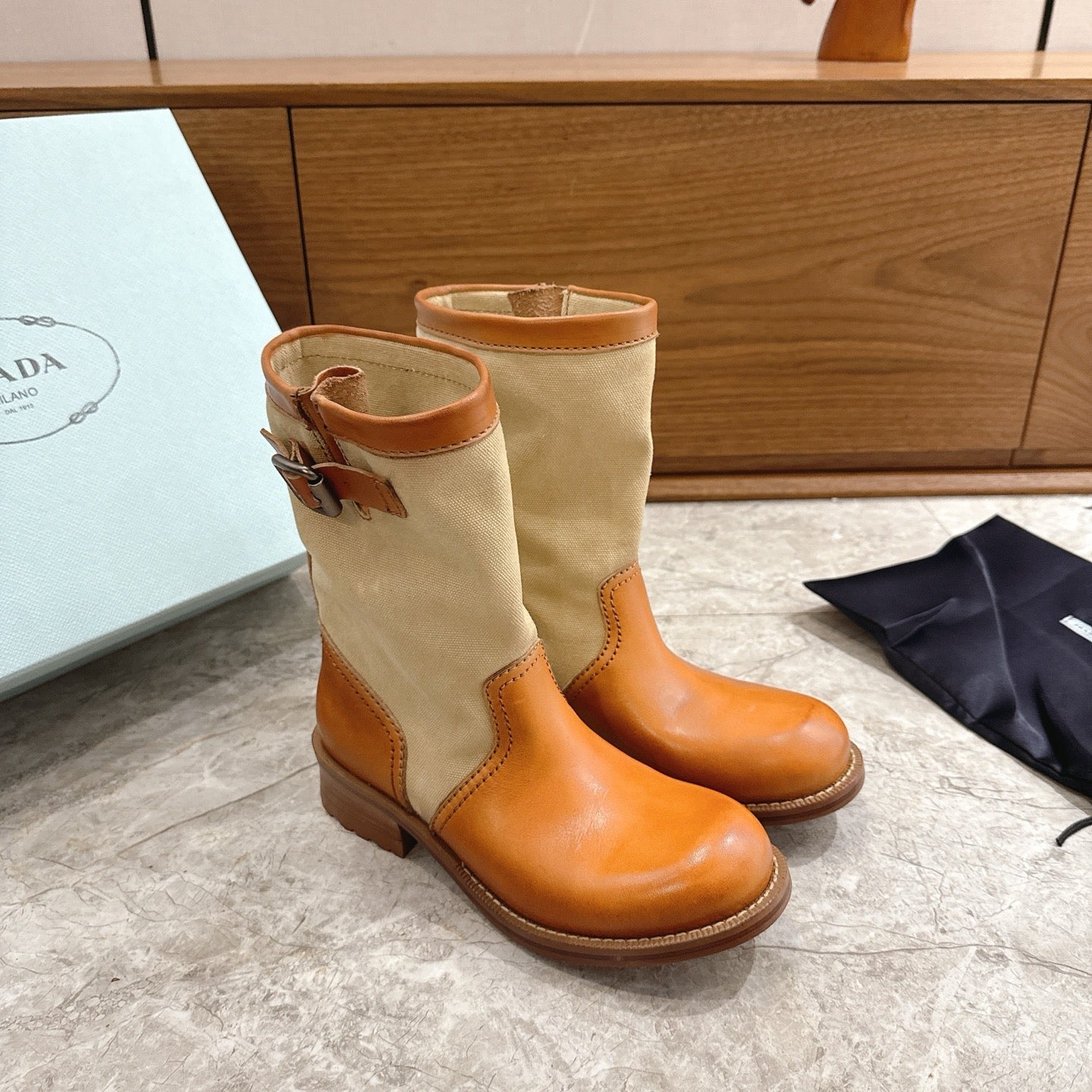 Prada 2026 Boot Canvas Leather 858061