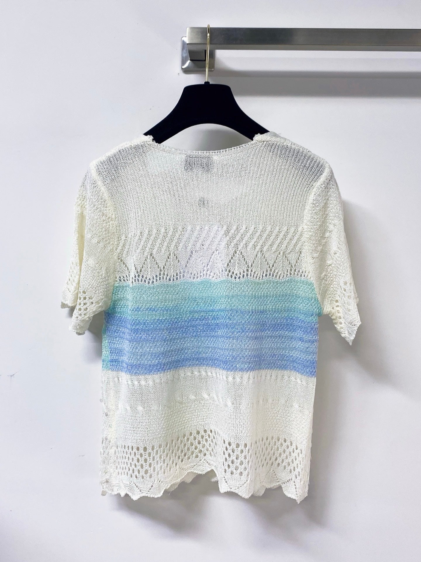 Chanel 2026 Short-Sleeved Shirt  Blue White Wool 479938