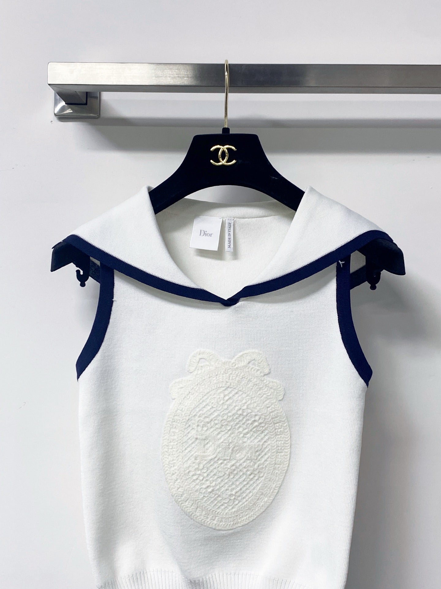 Dior 2026 Vest Shirt White Navy Wool 625811