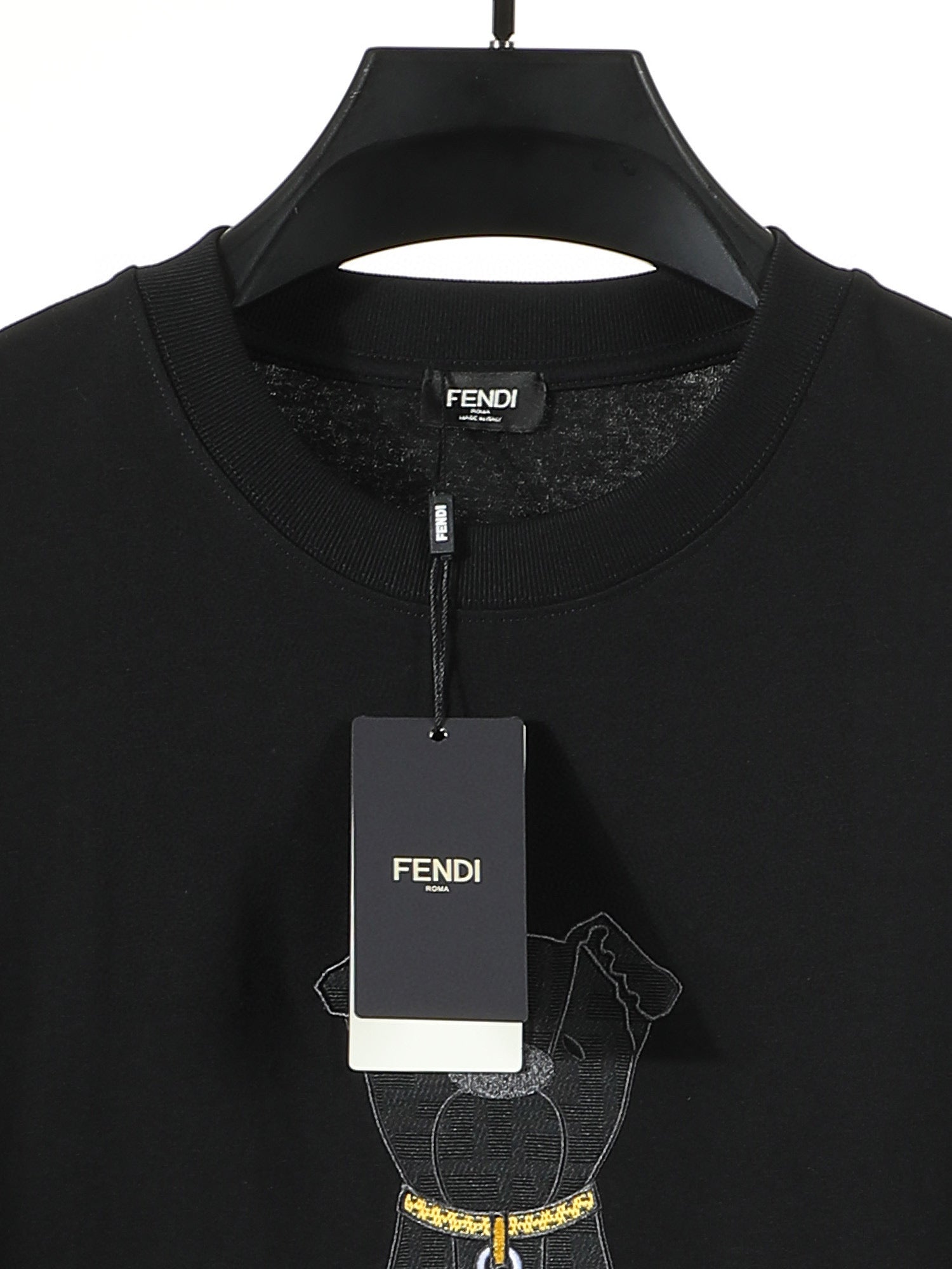 Fendi 2026 Men's Puppy Embroidered T-shirt Cotton 797178