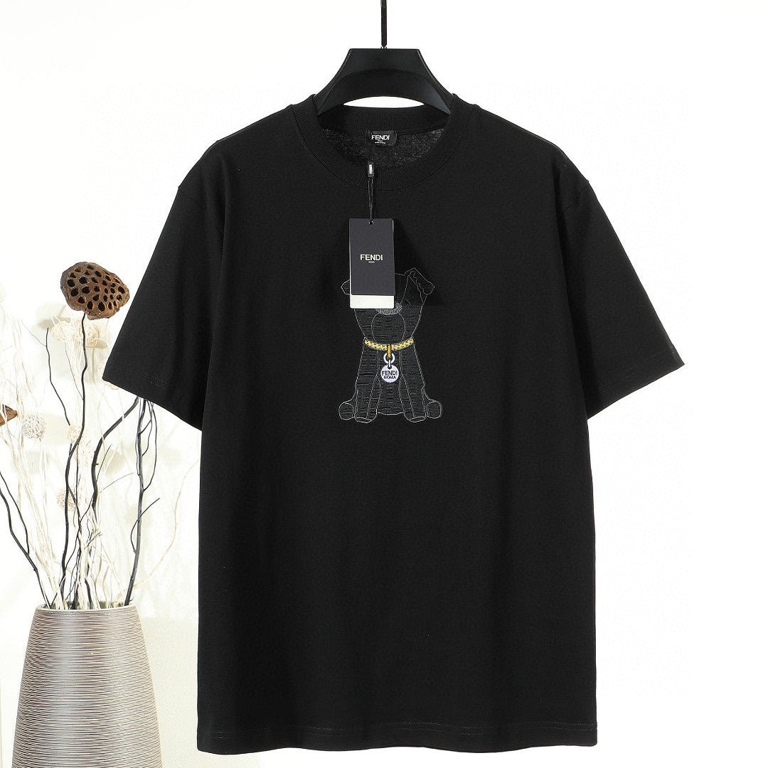 Fendi 2026 Men's Puppy Embroidered T-shirt Cotton 797178