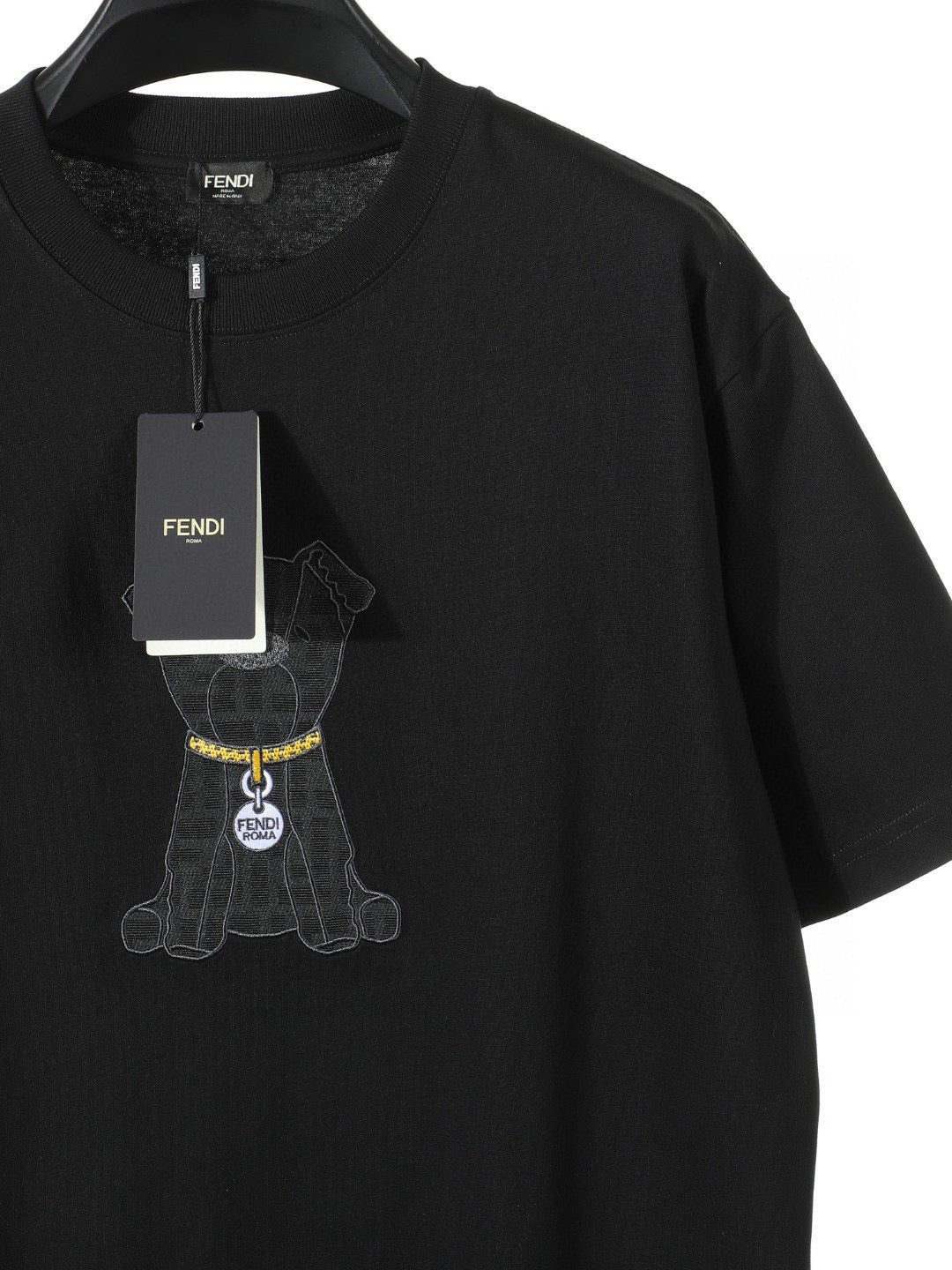 Fendi 2026 Men's Puppy Embroidered T-shirt Cotton 797178