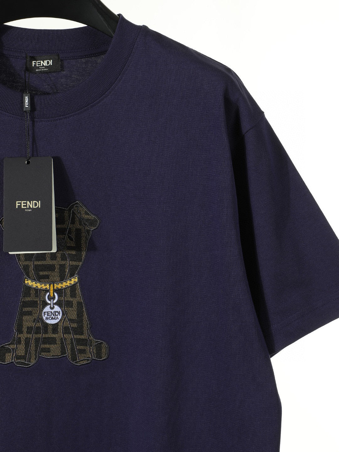 Fendi 2026 Men's Puppy Embroidered T-shirt Cotton 797178