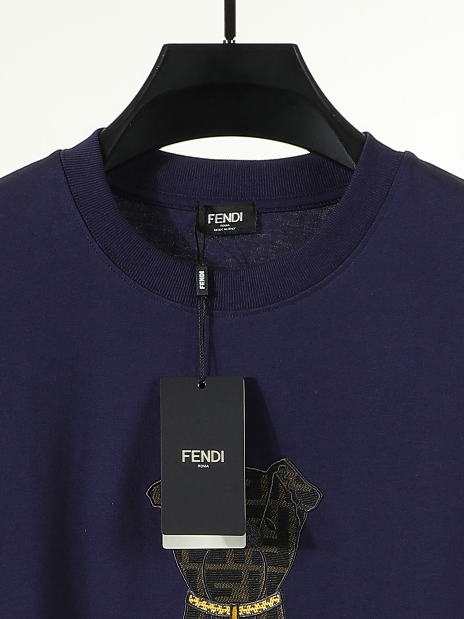 Fendi 2026 Men's Puppy Embroidered T-shirt Cotton 797178