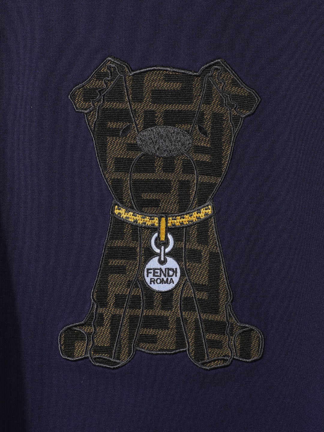 Fendi 2026 Men's Puppy Embroidered T-shirt Cotton 797178