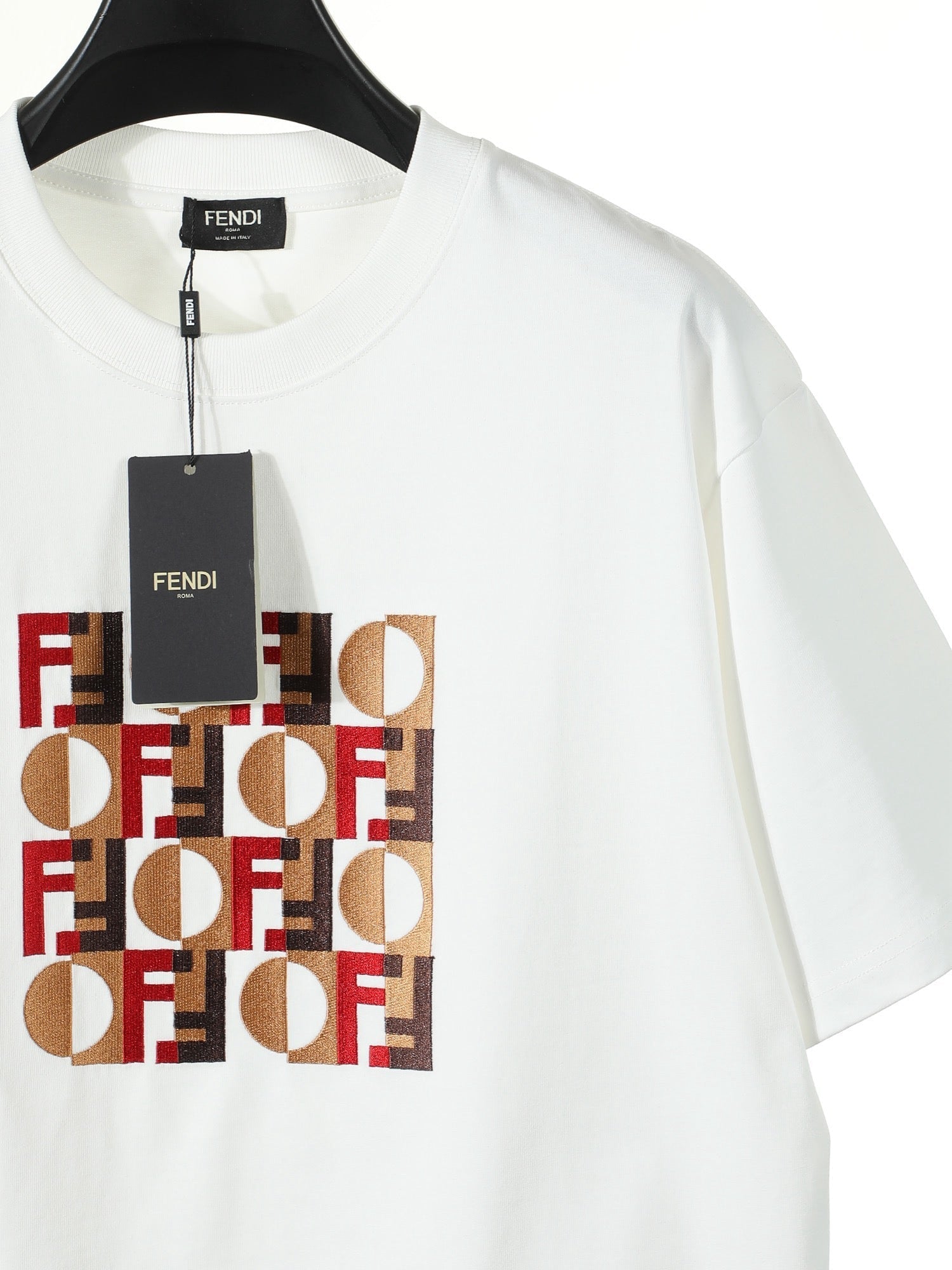 Fendi 2026 Men's 3D Embroidered T-shirt Cotton 797333