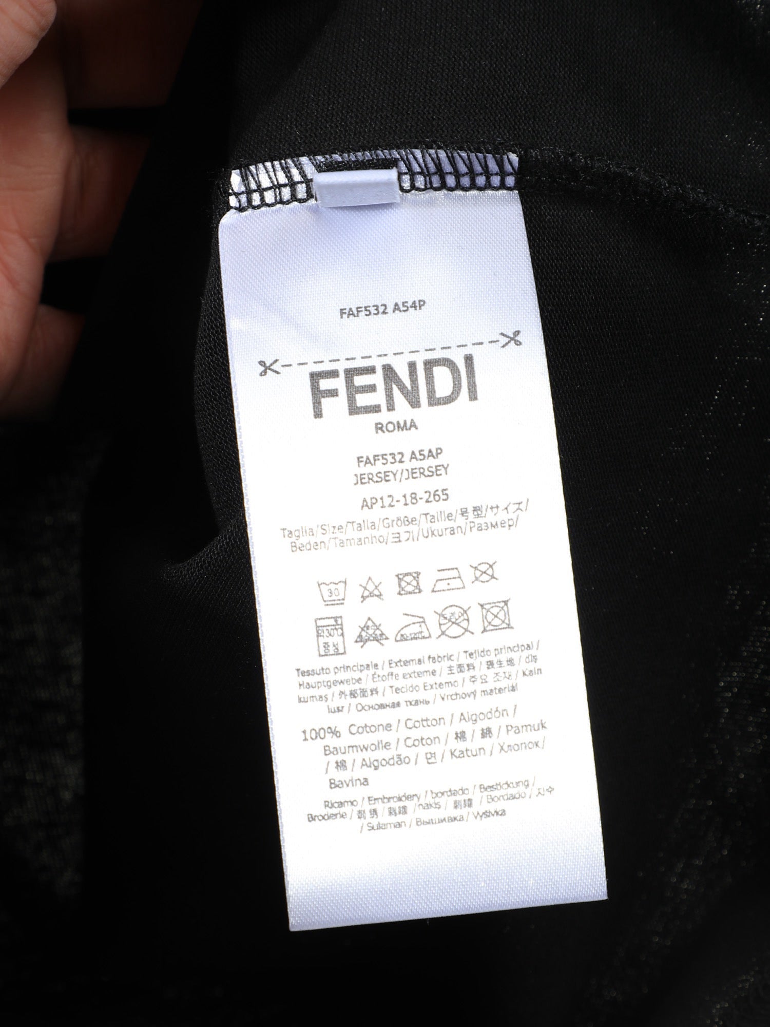 Fendi 2026 Men's 3D Embroidered T-shirt Cotton 797333