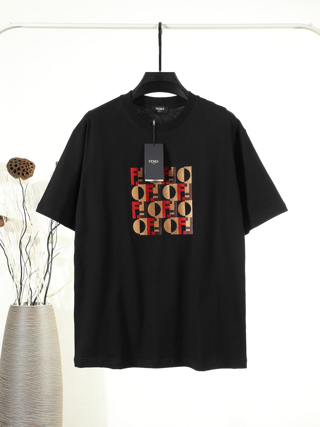 Fendi 2026 Men's 3D Embroidered T-shirt Cotton 797333