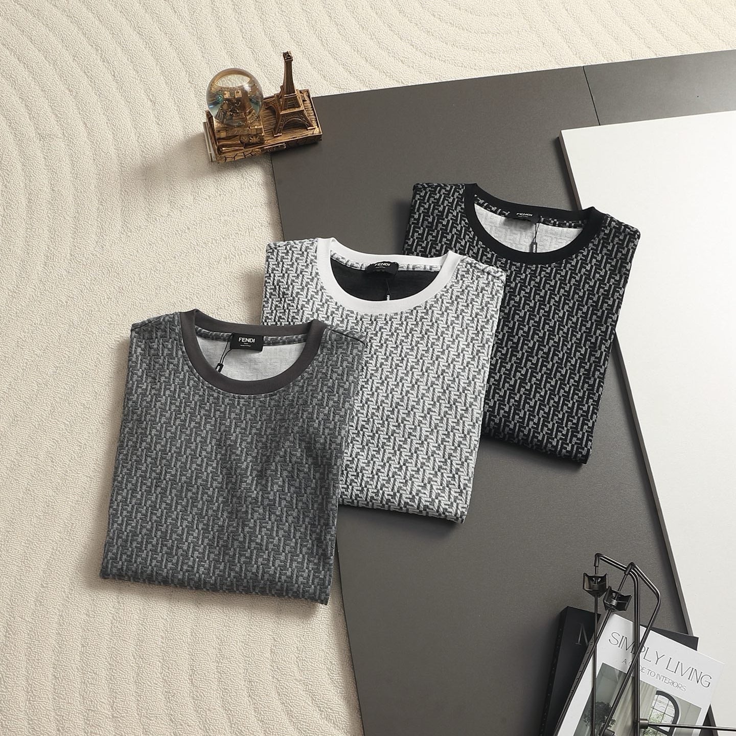 Fendi 2026 Men's Monogram T-shirt Jacquard Fabric