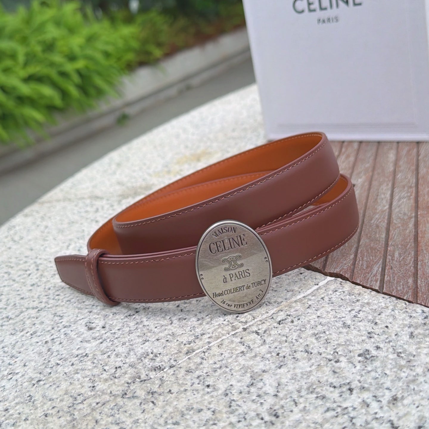 Celine 2026 Double-sided Belt 2.5cm Cowhide Gold Silver Buckle