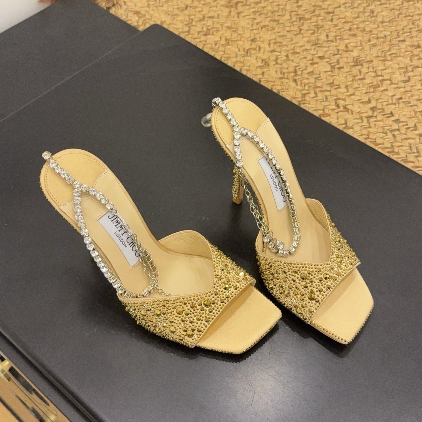 Jimmy 26s Platform Sandal 100 Gold Beige Leather Diamond 602330