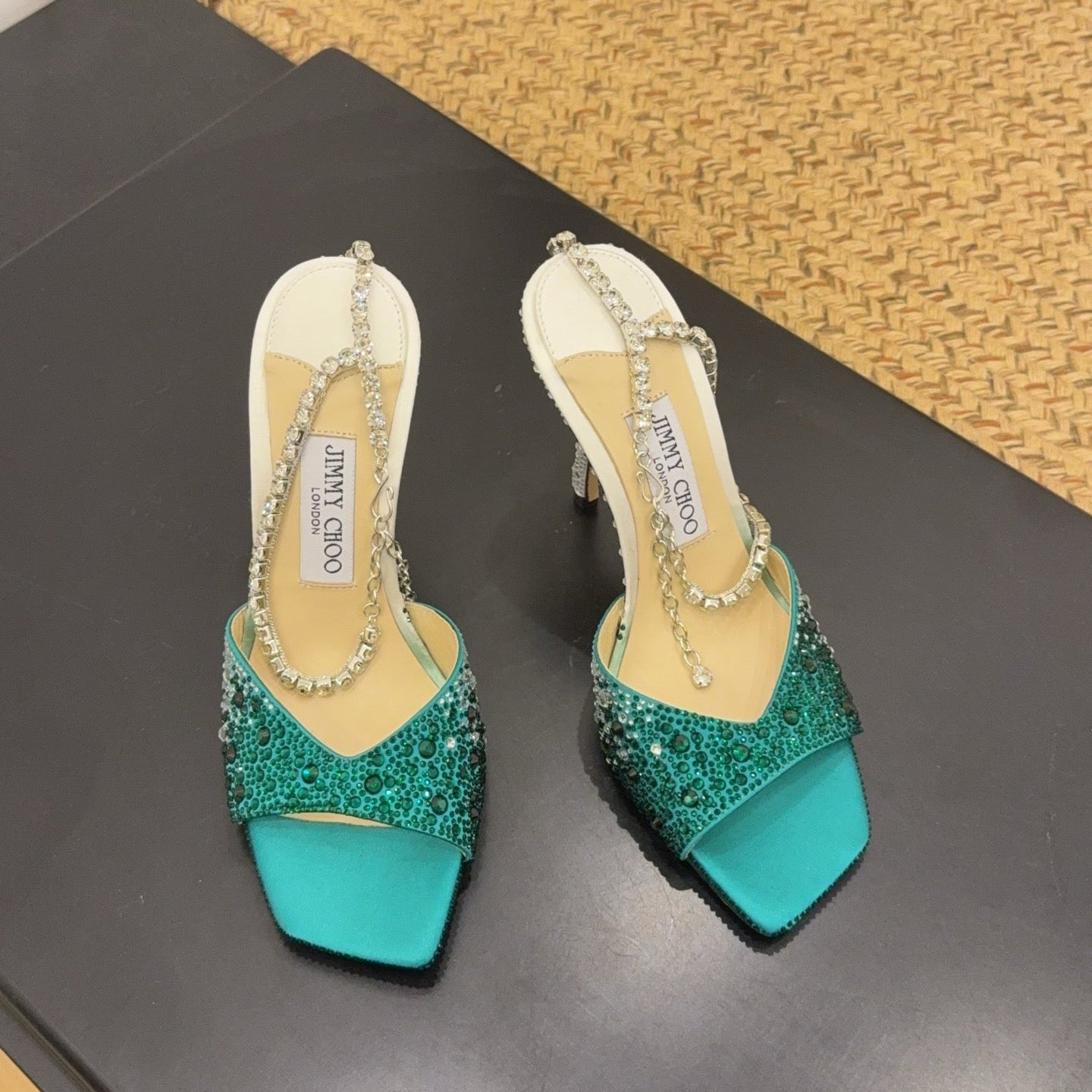 Jimmy 26s Platform Sandal 100 Turquoise Leather Diamond 602332